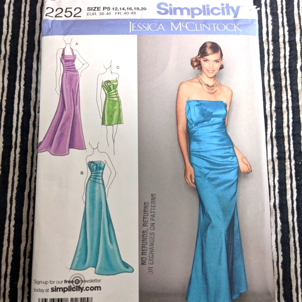 Simplicity 2252 Size P5 12,14,16,18,20 Jessica McClintock pattern ONLY